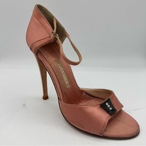Luca Luca Satin Stilletto Dusty Pink Ankle Strap Caberet Size 40 Made in Italy